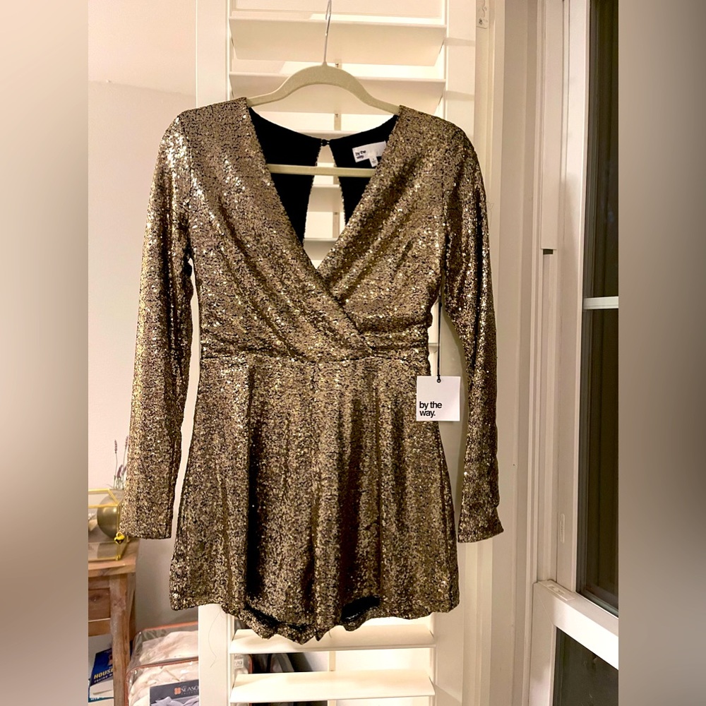 Gold sequin romper